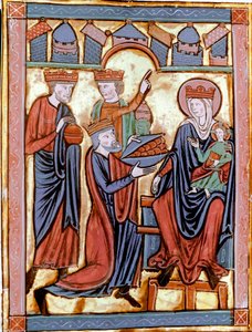 عبادة المجوس المصغرة مأخوذة من "" Liber Psalmorum um um um calendario "أو" "سفر المزامير لاستخدام باريس" "(السيدة ليبر 6) القرن الثالث عشر. روان ، المكتبة بواسطة فنان غير معروف