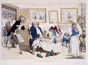 Le gourmand (وجبة لويس السادس عشر وماري أنطوانيت أثناء الرحلة إلى فارين) - في "" متحف الكاريكاتير " بواسطة فنان غير معروف