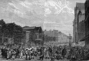 مركز Les Halles في باريس عام 1878. بواسطة فنان غير معروف