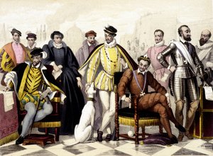 ليس فالوا - من 1547 إلى 1589. هنري الثاني ، كاترين دي ميديشي (كاترينا دي ميديشي) ، تشارلز التاسع ، هنري الثالث ، هنري الرابع. نقش القرن التاسع عشر. بواسطة فنان غير معروف