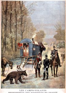 معسكرات الطيران: تعداد البوهيميين في فرنسا (Roulotte ، bohemiens et gendarmes) - في "" Le petit Journal "" بتاريخ 05/05/1895 بواسطة فنان غير معروف