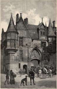 L'hotel de Sens في باريس في الدائرة الرابعة a l'epoque de la Reine Margot - منظر خارجي لفندق Hotel de Sens في باريس في زمن مارغريت فرنسا (1553-1615) بواسطة فنان غير معروف