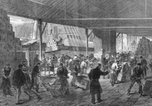 لندن 1868: وصول الشاي إلى الأحواض. بواسطة فنان غير معروف