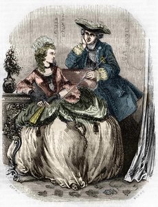 لويس الخامس عشر ومدام دي بومبادور ، جين أنطوانيت بواسون (1721-1764) (ماركيز دي بومبادور) - في هيستوار دو فرانس بقلم L.-P. Anquetil بواسطة فنان غير معروف