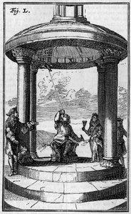 الساعة المغناطيسية ، بعد Dalence (1687). نقش في "" الطبيعة: مراجعة العلوم وتطبيقاتها في الفنون والصناعة "في ٧ سبتمبر ١٨٩٥. بواسطة فنان غير معروف