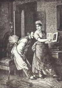 Maid taking liberties and overheard by mistress of house (litho) بواسطة فنان غير معروف