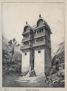 Maison Hindu (منزل هندوسي) - نقش عام 1889 في "تاريخ سكن الإنسان في المعرض العالمي لعام 1889 ، بواسطة السيد تشارلز غارنييه - Librairie centrale des beaux-Arts Paris 1889 بواسطة فنان غير معروف