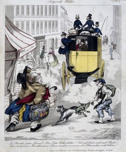 ضغط رجل في عداد المفقودين في Omnibus. صنع الكرتون حوالي عام 1840 بواسطة فنان غير معروف