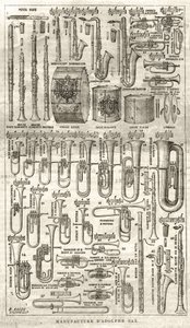 تصنيع أدولف (أدولف) ساكس مخترع الساكسفون (1814-1894). نقش في "الكون اللامع" من عام 1867. بواسطة فنان غير معروف
