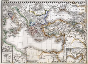 خريطة الإمبراطورية الفارسية في عهد الإسكندر الأكبر. أطلس 1865. بواسطة فنان غير معروف