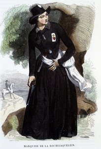 Marquise de La Rochejaquelein (أو La Rochejacquelein) (1772-1857) (على الصدر شارة Vendéens) ، نقش من القرن التاسع عشر بواسطة فنان غير معروف