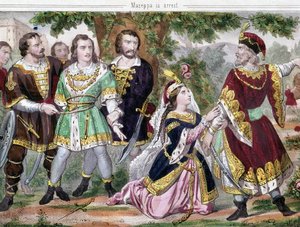 توقف Mazeppa. رسم توضيحي لقصيدة اللورد بايرون "مازيبا" التي نُشرت عام 1819. القرن التاسع عشر. بواسطة فنان غير معروف