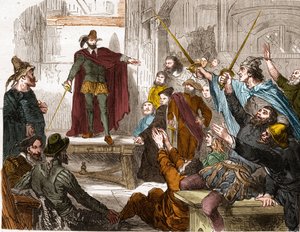 اجتماع لجنة الستة عشر (16) في عام 1588 (مجلس نواب أرباع باريس الستة عشر) شكلت اللجنة التمردية في باريس أثناء العصبة. بواسطة فنان غير معروف