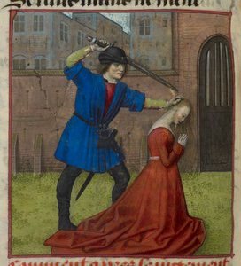 صورة مصغرة لفيرجينوس تقطع رأس ابنته فيرجينيا من فيلم Le Roman de la Rose بواسطة فنان غير معروف