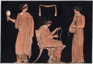 Odyssey بواسطة Homer: Penelope وخدمها - نقش من عادات وتقاليد جميع شعوب الكون. وهذا هو ، تاريخ الحكومة ، والقوانين ، والميليشيا ، ودين جميع الأمم من العصور المبكرة إلى يومنا هذا "1856 بواسطة فنان غير معروف