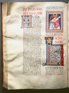 صفحة Exultet (أغنية ليثورجية) (Ms.724 / 3-Carta7) مخطوطة من القرن الثاني عشر. روما ، مكتبة كازاناتنس بواسطة فنان غير معروف