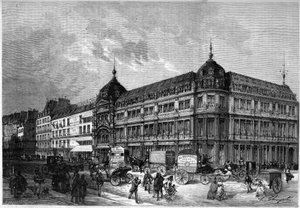 باريس 1872: متاجر جديدة "" Au bon marché "". بواسطة فنان غير معروف