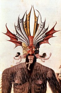 أداء لوسيفر (الشيطان) في "Divina Commedia" لدانتي. مخطوطة القرن الرابع عشر. مكتبة تريفولزيانا ، ميلانو. بواسطة فنان غير معروف