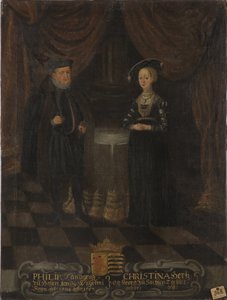 فيليب الأول من هيس ، المعروف باسم Magnanimous و Christine of Saxe - فيليب الأول ، Landgrave of Hesse (1504-1567) وكريستين من ساكسونيا (1505-1549) ، Landgravine of Hesse ، مجهول. زيت على قماش. الأبعاد: ١٠٣ × ٧٩ سم. المتحف الوطني ستوكهولم بواسطة فنان غير معروف