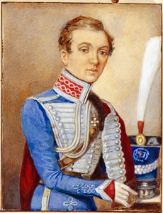صورة لناديجدا دوروفا (1783-1866) (ناديجدا أندرييفنا دوروفا) المعروفة باسم ألكسندر دوروف أو ألكسندر سوكولوف أو ألكسندر أندرييفيتش ألكساندروف ، في زي ضابط روسي ، وهي امرأة متنكّرة في زي رجل عمل في الجيش الروسي بواسطة فنان غير معروف