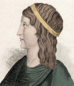صورة شخصية لأولي (لوسيوس أبوليوس) (حوالي 125 - حوالي 180) ، فيلسوف وكاتب لاتيني ، من أصل بربري (الجزائر) ، مؤلف كتاب ““ Les Metamorphoses ”(Golden Donkey أو Asinus aureus). نقش القرن التاسع عشر. بواسطة فنان غير معروف