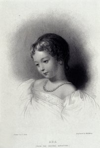 صورة لأوغستا آدا بايرون (1815-1852) التي أصبحت آنا لوفليس ، ابنة الشاعر جورج جوردون بايرون. نقش القرن التاسع عشر. بواسطة فنان غير معروف