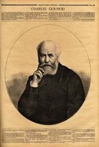 صورة تشارلز جونود (1818-1893) ، مؤلف موسيقي فرنسي ، اشتهر بأوبرا (فاوست عام 1859 ، روميو وجولييت عام 1867) ، كما قام بتأليف سيمفونيات وألحان عديدة لقصائد ألفريد دي موسيه (1810-1857) و فيكتور هوغو (1802-1885). المهندس بواسطة فنان غير معروف