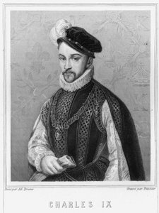 صورة شخصية لتشارلز التاسع (1550 - 1574) ، ملك فرنسا - في "Histoire des Français" للافالي ، نقش ، بدون تاريخ. بواسطة فنان غير معروف