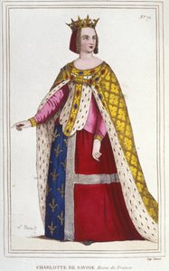 صورة شارلوت دي سافوي 1445-1483 ملكة فرنسا من 1461 إلى 1483 العروس إلى لويس الحادي عشر (لو برودينت) في 1451 نقشًا عام 1830 بواسطة فنان غير معروف