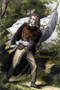 صورة للشيف شوان جاك كاثلينو (1759-1793) يحمل الراية بزهور الزنابق بواسطة فنان غير معروف