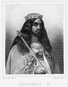صورة لكلدريك الثالث (ضد ٦٧٠ - ٧٢١) ، ملك نيوستريا - في "Histoire des Francais" بواسطة لافالي ، نقش ، sd. بواسطة فنان غير معروف