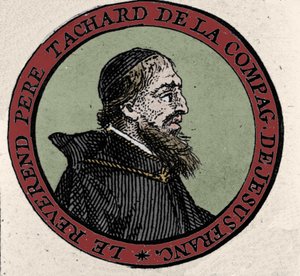 صورة للأب غي تاشارد ، المبشر في سيام عام 1685. نقش من أطلس القرن السابع عشر بواسطة فنان غير معروف