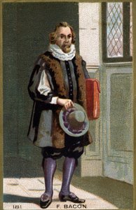 صورة لرجل الدولة والفيلسوف الإنجليزي فرانسيس بيكون بارون فيرولام (1561 - 1626). الطباعة الحجرية الملونة في القرن التاسع عشر. بواسطة فنان غير معروف
