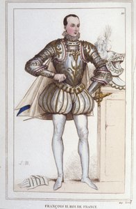 صورة لفرنسوا الثاني (1544 - 1560) ملك فرنسا نقش من عام 1830 بواسطة فنان غير معروف