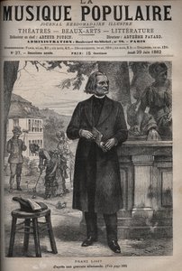 صورة لفرانز ليزت (1811-1886) ، الملحن المجري وعازف البيانو والقائد (فرانز ليزت ، الملحن المجري ، عازف البيانو والقائد) نقش في "الموسيقى الشعبية" "" صحيفة أسبوعية شهيرة - 1882 بواسطة فنان غير معروف