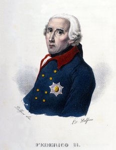 صورة لفريدريك الثاني ملك بروسيا (1712-1786) المعروف باسم فريدريك العظيم. نقش القرن التاسع عشر. . بواسطة فنان غير معروف