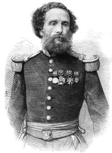 صورة للجنرال خوان أنطونيو بيزيت (1809-1879) رئيس جمهورية بيرو. نقش في "الكون اللامع" بواسطة فنان غير معروف