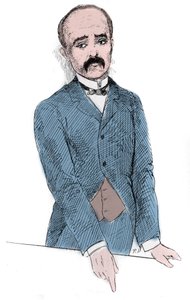 صورة لجورج بنجامين كليمنصو (1841-1929) سياسي فرنسي خلال المناقشات حول مسألة تونكين وفرنسا. نقش في "" Le Monde Illustré "" بواسطة فنان غير معروف