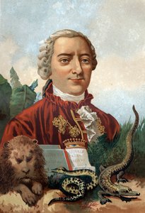 صورة لجورج لويس لوكلير ، كونت بوفون (1707 - 1788) ، عالم الطبيعة والكاتب الفرنسي. الطباعة الحجرية الملونة في القرن التاسع عشر. بعد "La Ciencia y sus Hombres" "للويس فيغير. برشلونة 1881 بواسطة فنان غير معروف