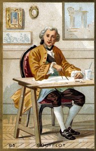 صورة للمهندس المعماري الفرنسي جيرمان سوفلوت (1713 - 1780). الطباعة الحجرية الملونة في أواخر القرن التاسع عشر. بواسطة فنان غير معروف