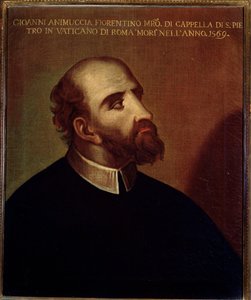 صورة جيوفاني أنيموتشيا (1514 ca-1571) الملحن الإيطالي لوحة مجهولة. متحف بولونيا المدني للببليوغرافيا في القرن السادس عشر بواسطة فنان غير معروف