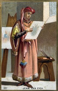 صورة جان فان إيك (1390-1441) رسام فلمنكي - غطاء رأس ليريبيون. الطباعة الحجرية الملونة في القرن التاسع عشر. بواسطة فنان غير معروف