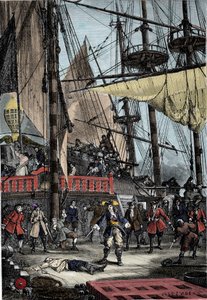 صورة جان بارت (1650 - 1702) ، قرصان فرنسي يقتل القبطان الهولندي لنبتون بيده. بواسطة فنان غير معروف
