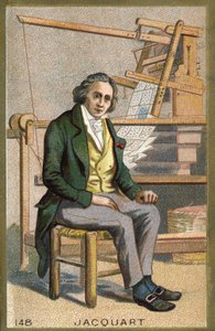 صورة لجوزيف ماري جاكار (1752-1834) ، ميكانيكي فرنسي أمام نول آلي. بواسطة فنان غير معروف