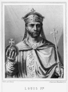 صورة لويس الأول الورع أو ديبونير (778 - 840) ، إمبراطور الغرب - في "Histoire des Français" بواسطة Lavallée ، نقش ، sd. بواسطة فنان غير معروف