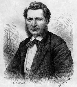 صورة لويس رييل (1844-1885) ، سياسي كندي ومدافع عن شعب ميتيس. نقش في "Le journal de la jeunesse" " بواسطة فنان غير معروف