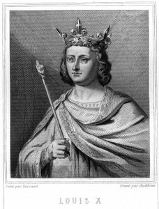 صورة لويس X le Hutin (1289 - 1316) ، ملك فرنسا - في "Histoire des Français" للافالي ، نقش ، بدون تاريخ. بواسطة فنان غير معروف