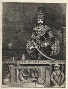 Portrait of Nasser Ed Din (1831-1896), Shah of Persia (Iran). Also called Nasseredin Shah, Nasserer-al-Din Shah Qajar, Nasser al-Din Shah Qajar, Nassiruddin Shah - (1831-1896) - 1873 بواسطة فنان غير معروف