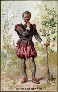 صورة لأوليفييه دي سيريس (1539 - 1619) ، مهندس زراعي فرنسي. الطباعة الحجرية الملونة في القرن التاسع عشر. بواسطة فنان غير معروف