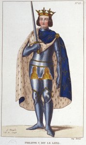 صورة لفيليب الخامس الطويل (1294 - 1322) ، نقش ملك فرنسا عام 1830 بواسطة فنان غير معروف